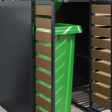 Wheelie Bin Opbevaring til 3 Affaldscontainere Stål Antracit