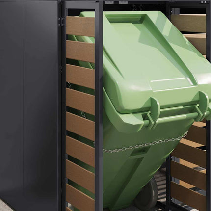 Wheelie Bin Opbevaring til 2 Affaldscontainere Stål Antracit