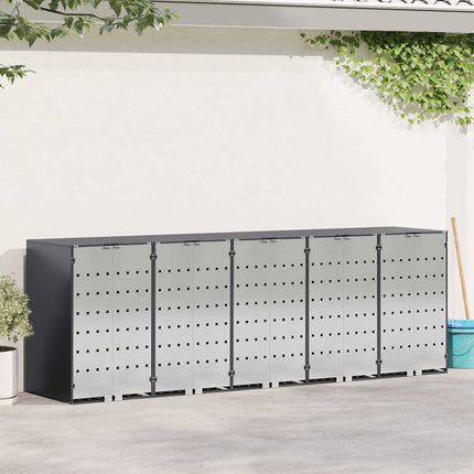 Wheelie Bin Opbevaring til 3 Affaldscontainere Stål Antracit