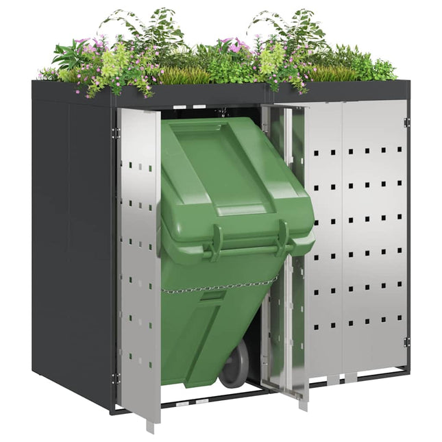 Wheelie Bin Opbevaring til 3 Affaldscontainere Stål Antracit