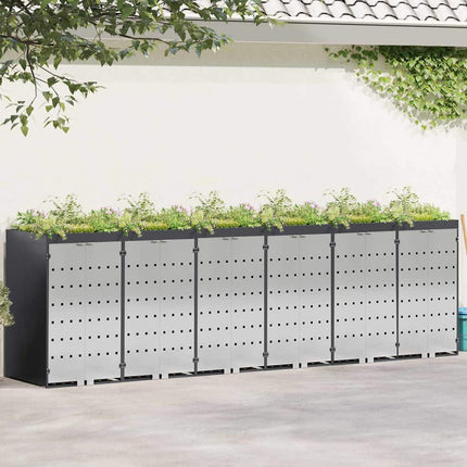Wheelie Bin Opbevaring til 3 Affaldscontainere Stål Antracit