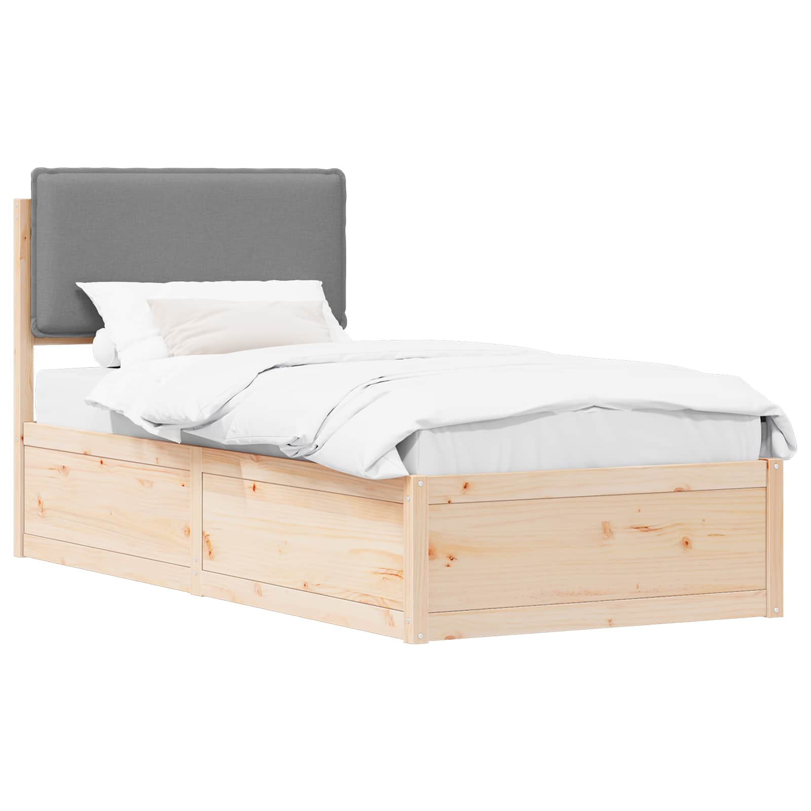 Sengestel med Polstret Hovedgavl Lysegrå 75 x 190 cm