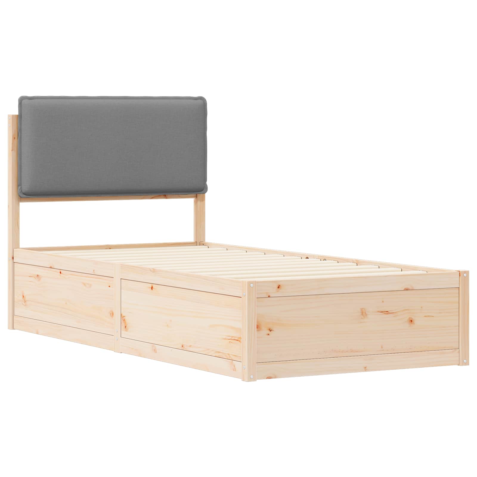 Sengestel med Polstret Hovedgavl Lysegrå 75 x 190 cm