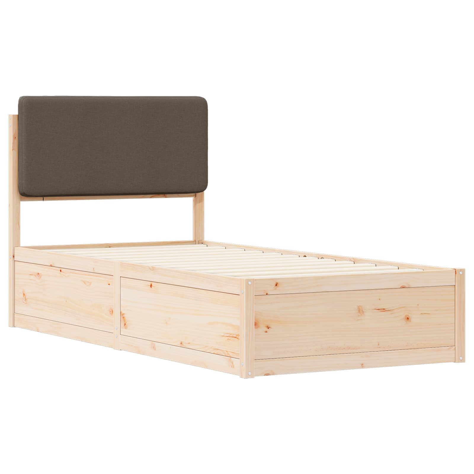 Sengestel med Polstret Hovedgavl Gråbrun 90 x 190 cm