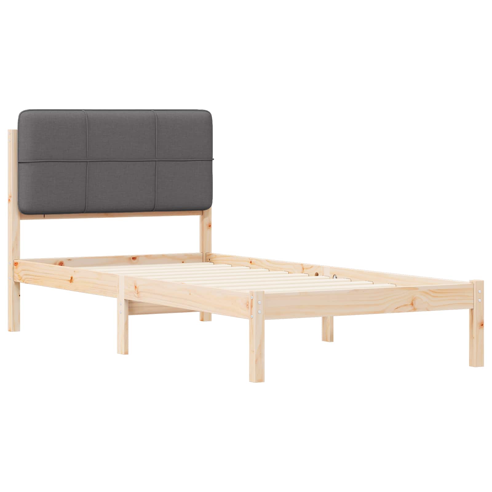 Sengestel med Polstret Hovedgavl Mørkegrå 80 x 200 cm