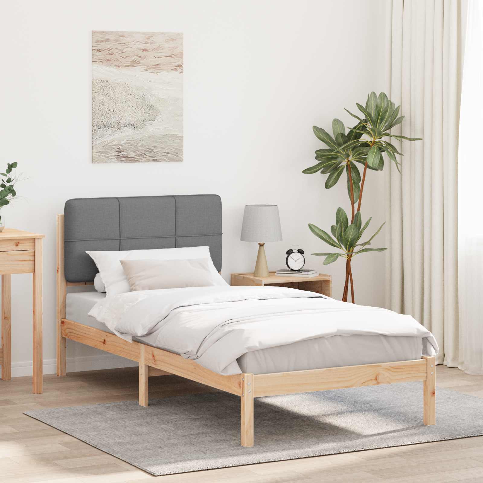 Sengestel med Polstret Hovedgavl Lysegrå 75 x 190 cm