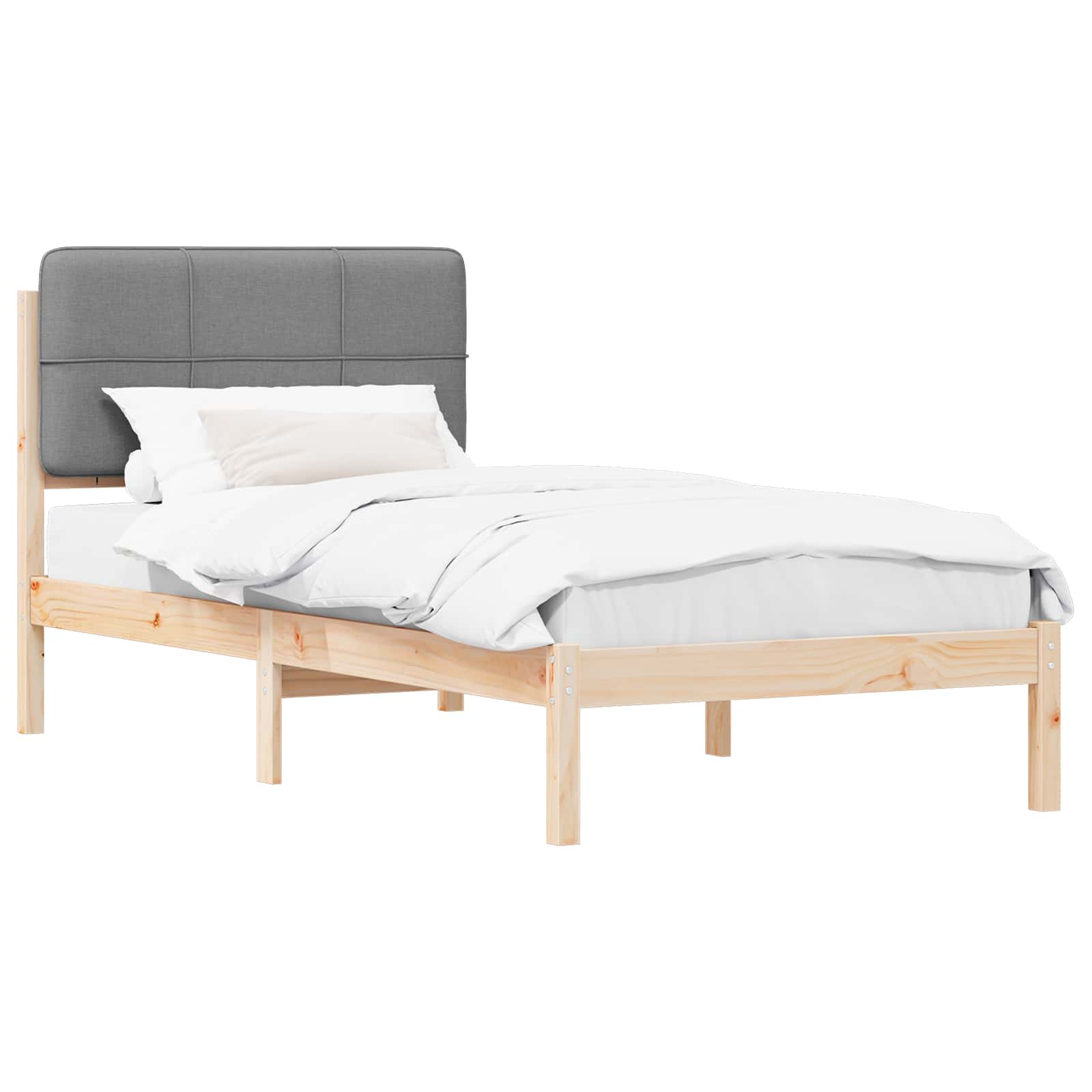 Sengestel med Polstret Hovedgavl Lysegrå 75 x 190 cm