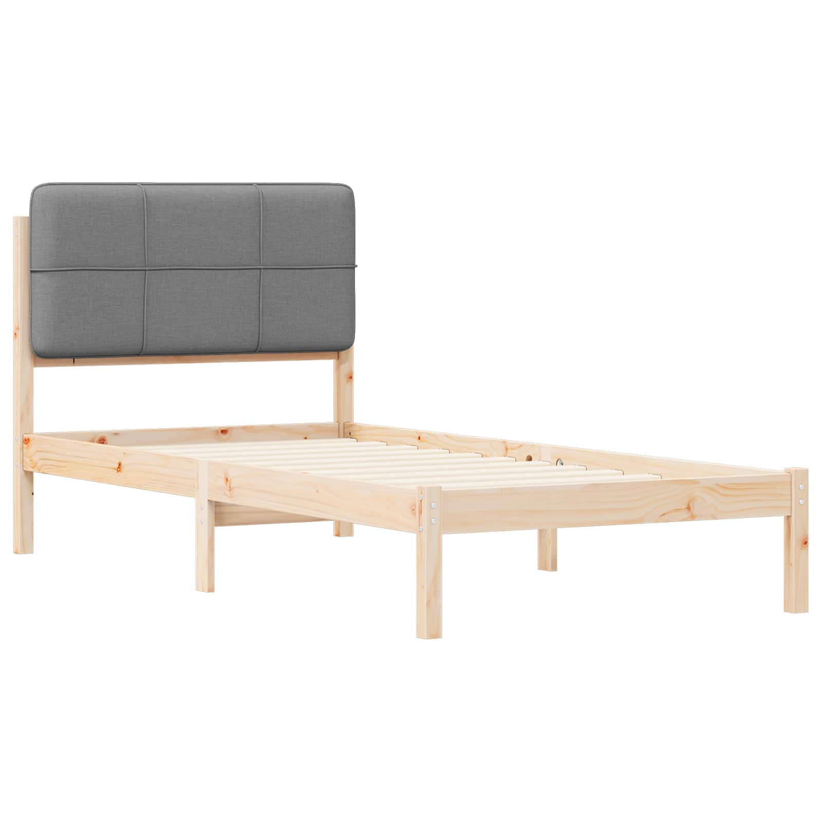 Sengestel med Polstret Hovedgavl Lysegrå 75 x 190 cm