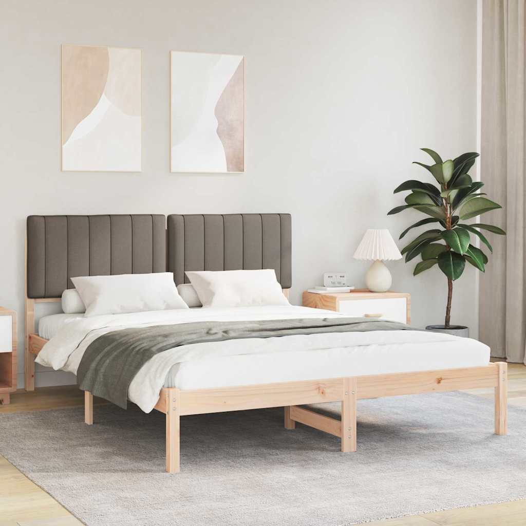 Sengestel med Polstret Hovedgavl Gråbrun 150 x 200 cm