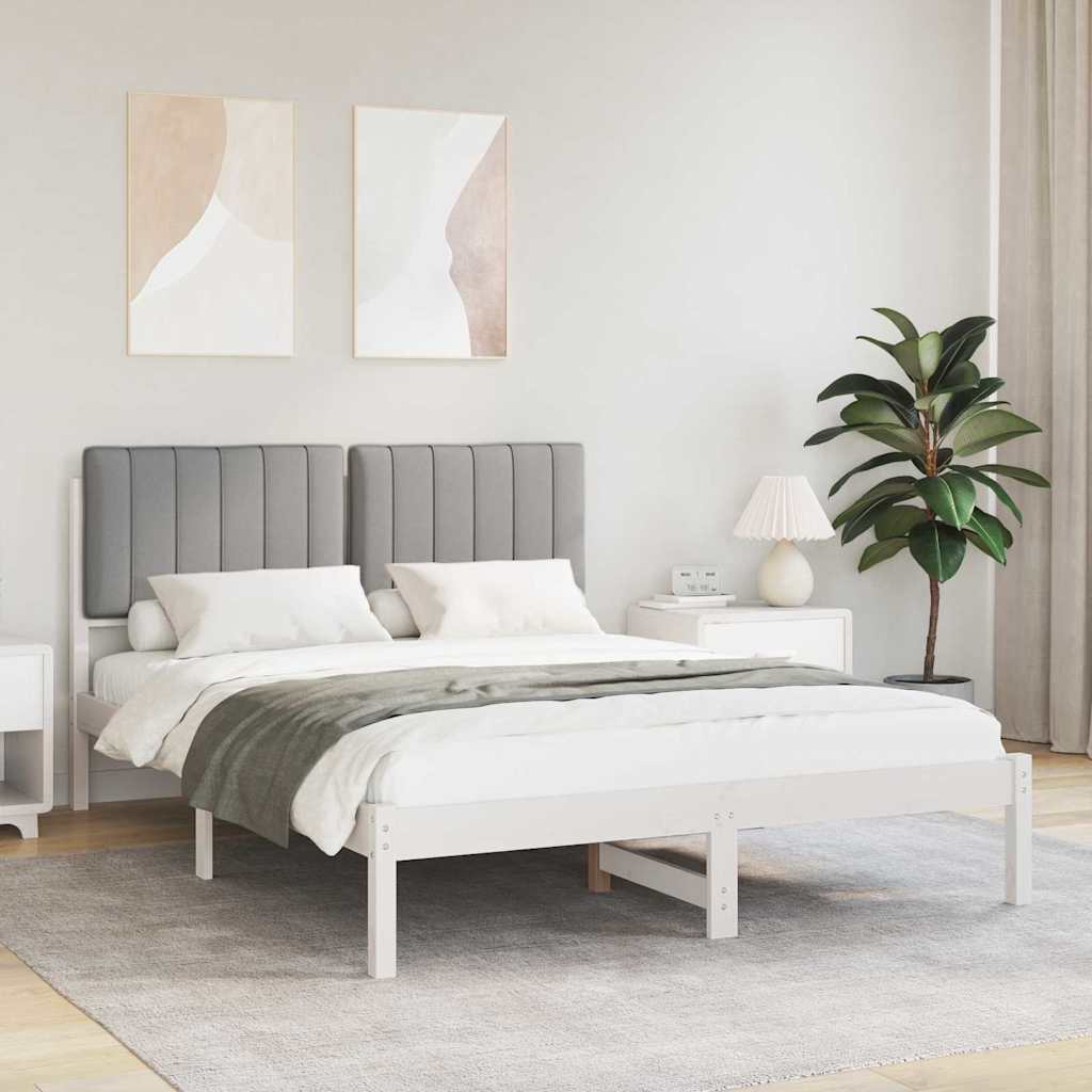 Sengestel med Polstret Hovedgavl Lysegrå 140 x 200 cm
