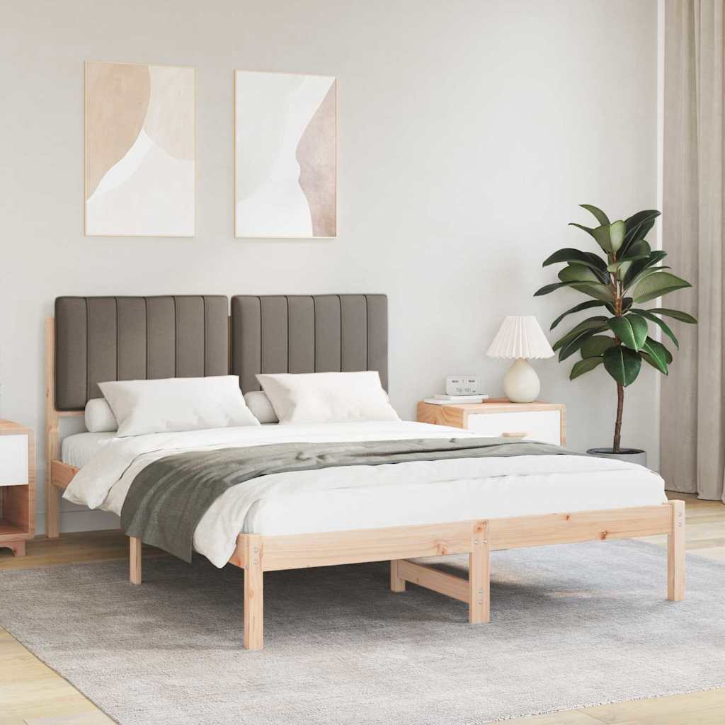 Sengestel med Polstret Hovedgavl Gråbrun 140 x 190 cm