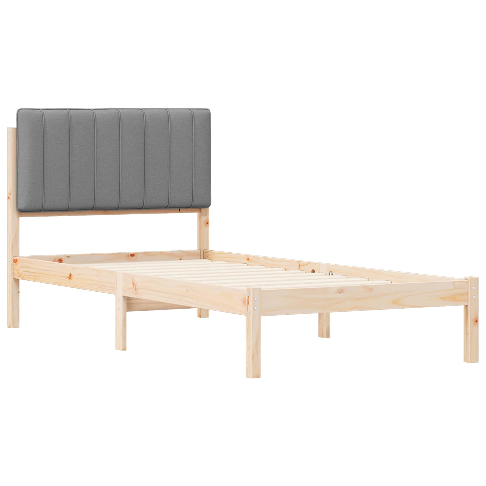 Sengestel med Polstret Hovedgavl Lysegrå 90 x 190 cm