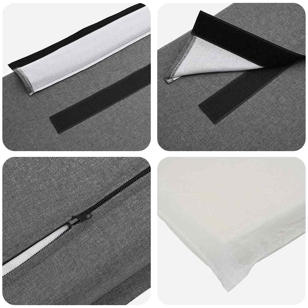 Polstret sengegavl Hvid og Lys Grå 135 cm Massiv fyrretræ