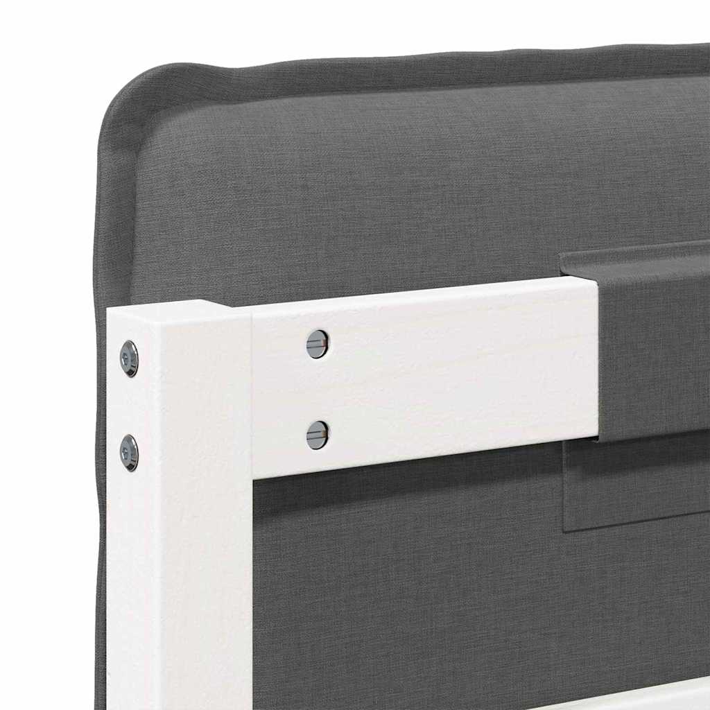 Polstret sengegavl Hvid og Lys Grå 135 cm Massiv fyrretræ