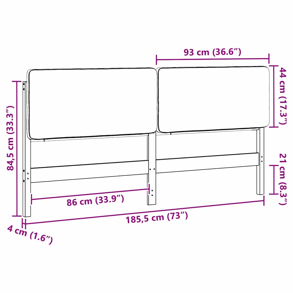 Polstret sengegavl Brun og Taupe 180 cm Massiv fyrretræ