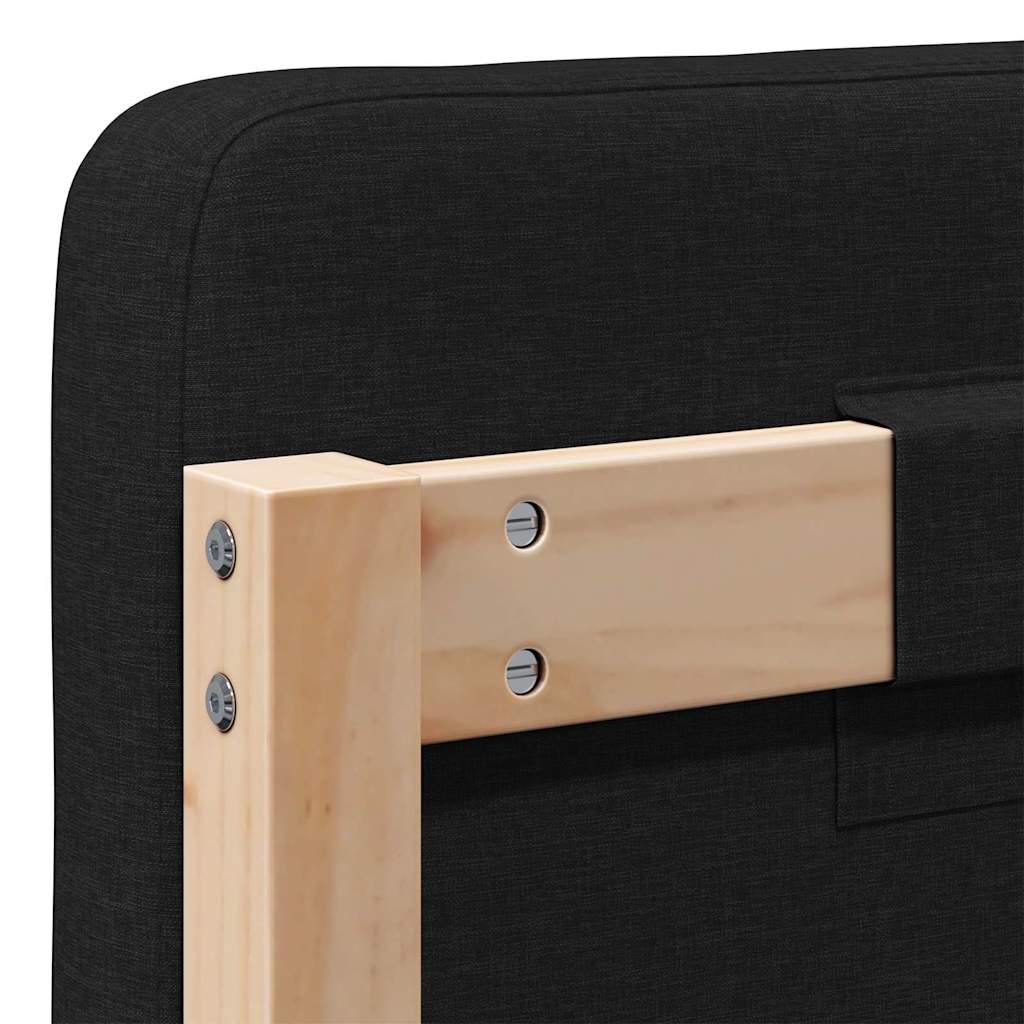 Polstret sengegavl Brun og sort 160 cm Massiv fyrretræ