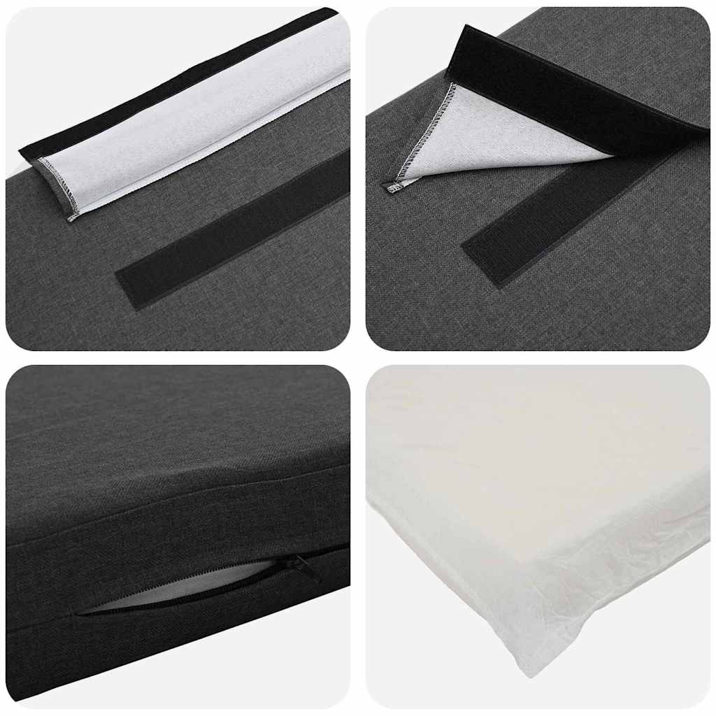 Polstret sengegavl Brun og mørkegrå 150 cm Massiv fyrretræ