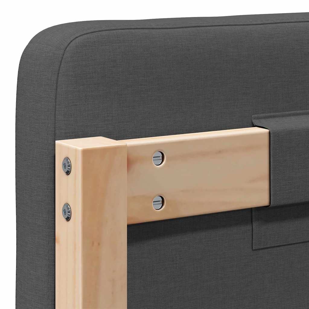 Polstret sengegavl Brun og mørkegrå 150 cm Massiv fyrretræ