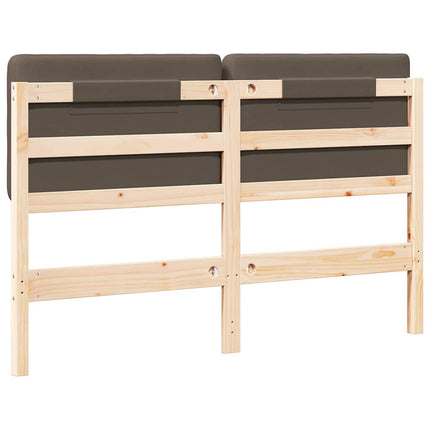 Polstret sengegavl Brun og Taupe 150 cm Massiv fyrretræ