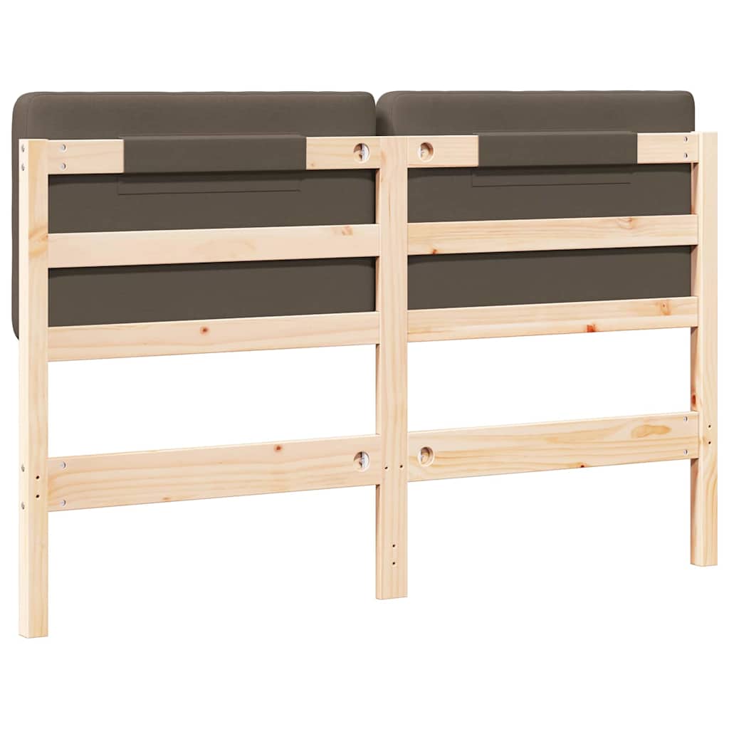 Polstret sengegavl Brun og Taupe 150 cm Massiv fyrretræ
