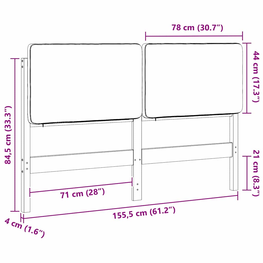 Polstret sengegavl Brun og Taupe 150 cm Massiv fyrretræ