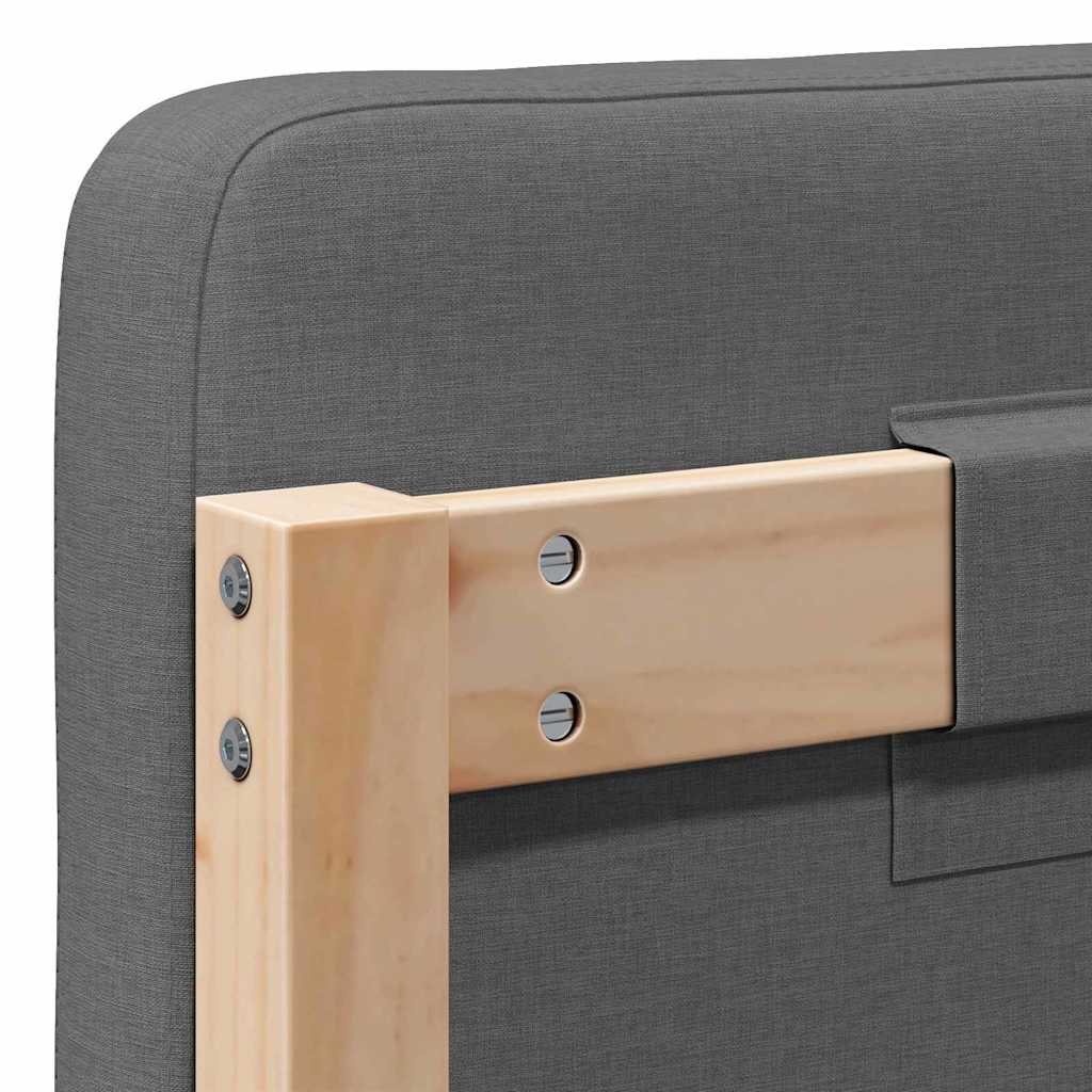 Polstret sengegavl Brun og Lys Grå 140 cm Massiv fyrretræ