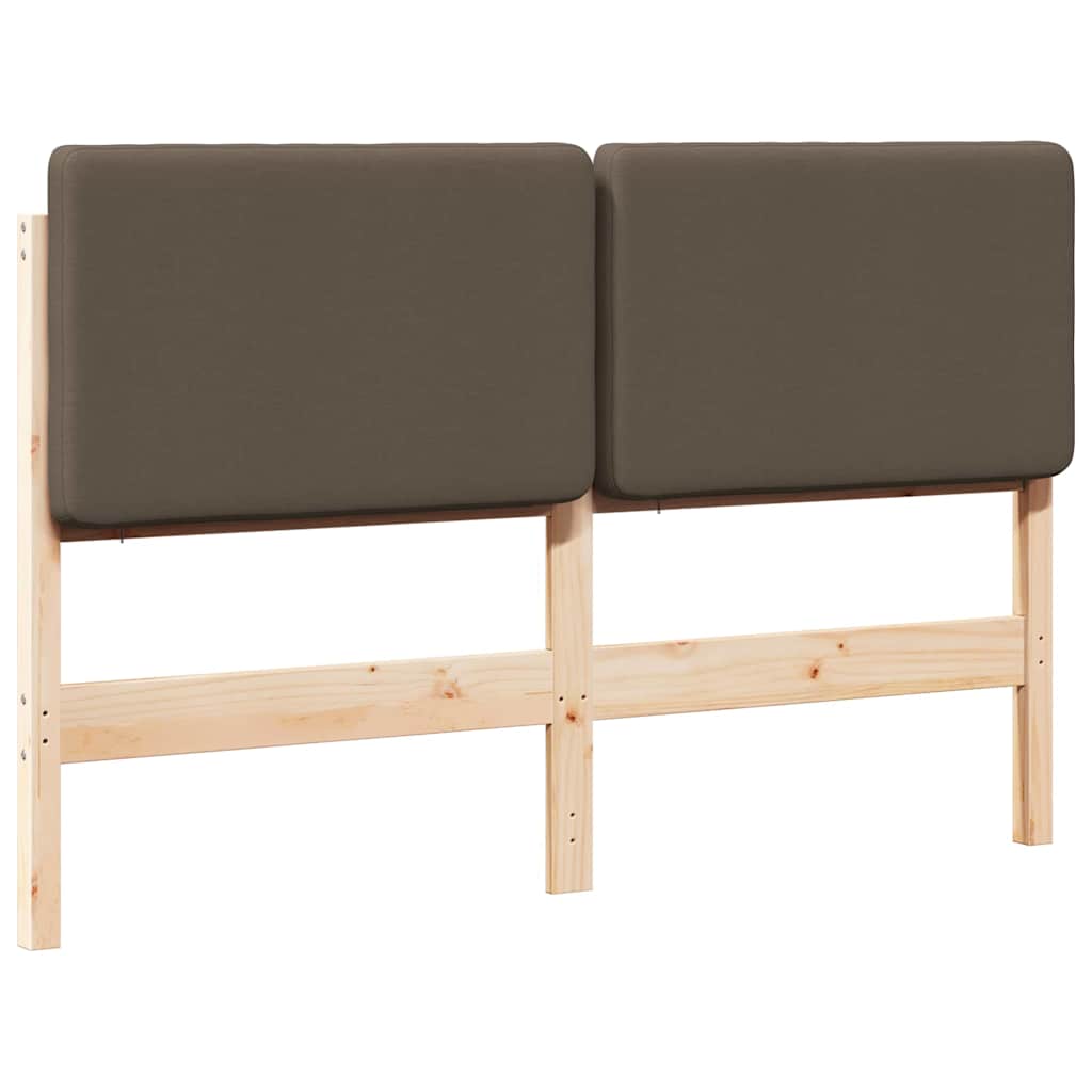 Polstret sengegavl Brun og Taupe 140 cm Massiv fyrretræ