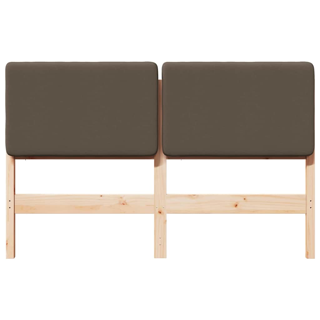 Polstret sengegavl Brun og Taupe 140 cm Massiv fyrretræ
