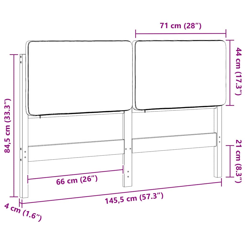 Polstret sengegavl Brun og Taupe 140 cm Massiv fyrretræ