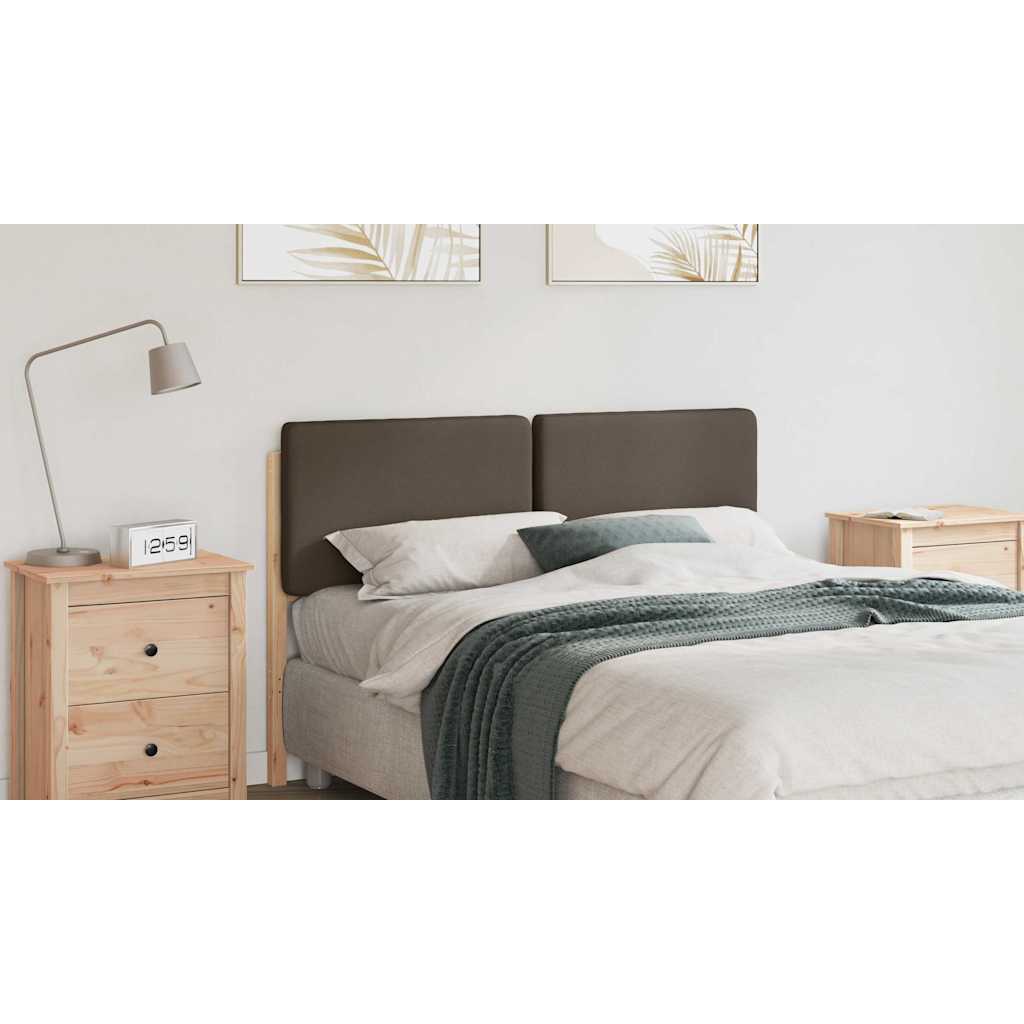 Polstret sengegavl Brun og Taupe 135 cm Massiv fyrretræ