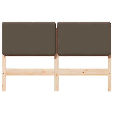 Polstret sengegavl Brun og Taupe 135 cm Massiv fyrretræ