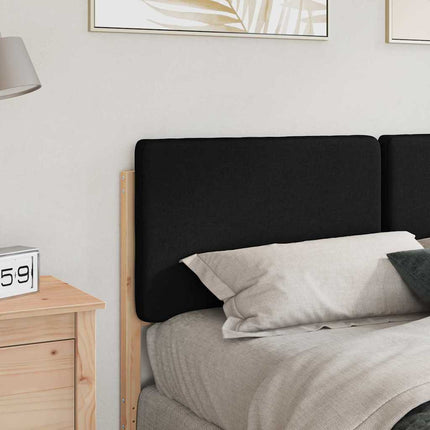 Polstret sengegavl Brun og sort 120 cm Massiv fyrretræ