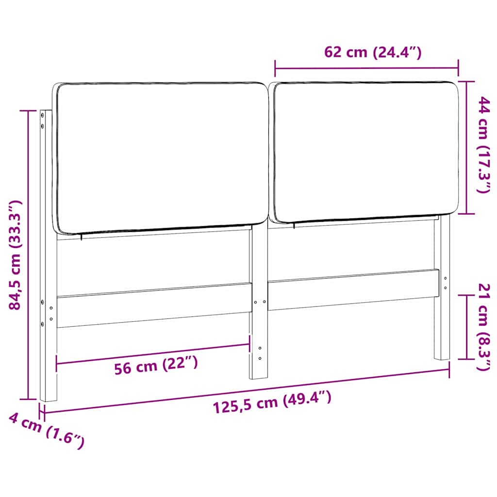 Polstret sengegavl Brun og Taupe 120 cm Massiv fyrretræ