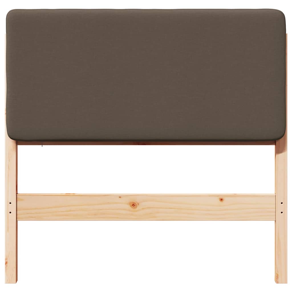 Polstret sengegavl Brun og Taupe 90 cm Massiv fyrretræ