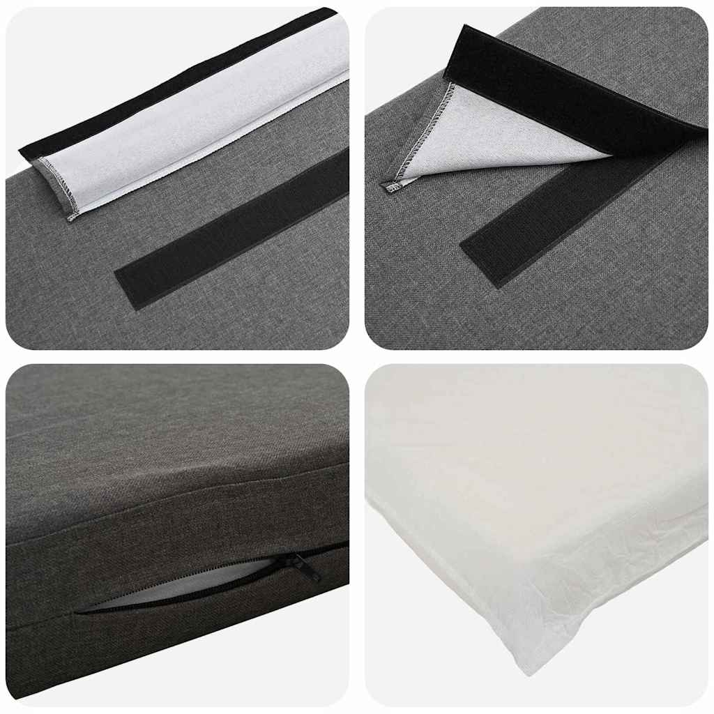 Polstret sengegavl Hvid og Lys Grå 90 cm Massiv fyrretræ