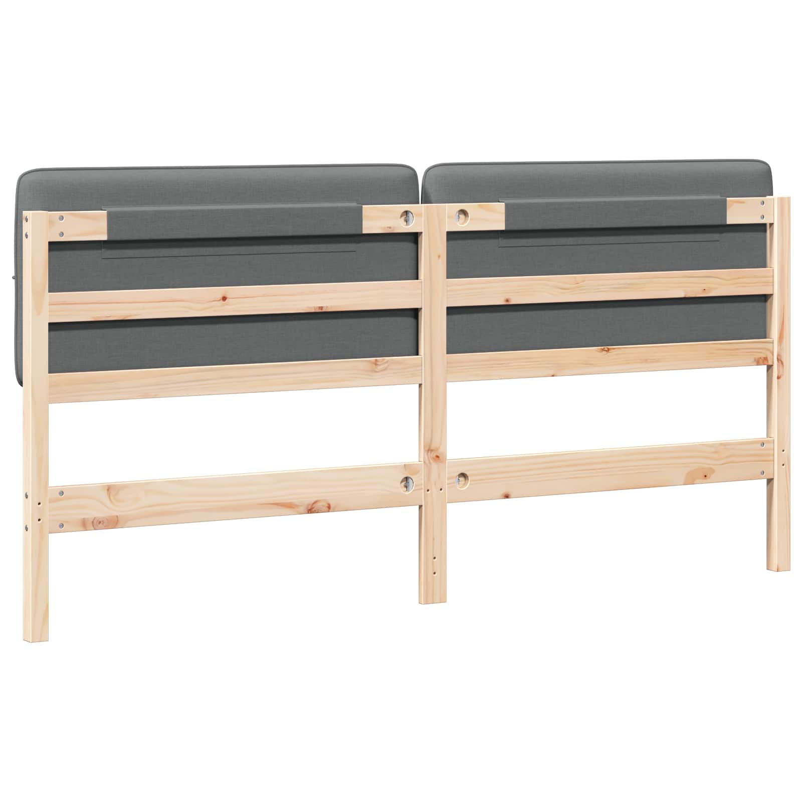 Polstret sengegavl Brun og Lys Grå 180 cm Massiv fyrretræ