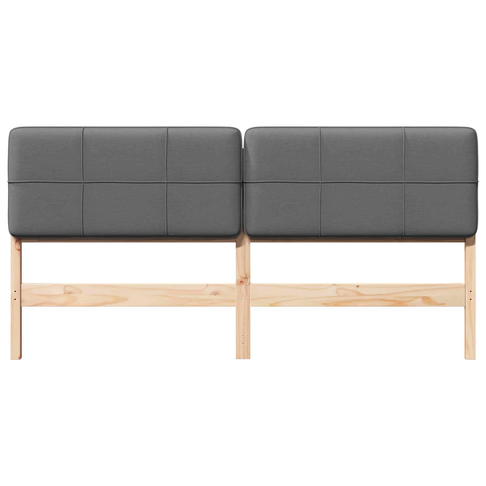 Polstret sengegavl Brun og Lys Grå 180 cm Massiv fyrretræ