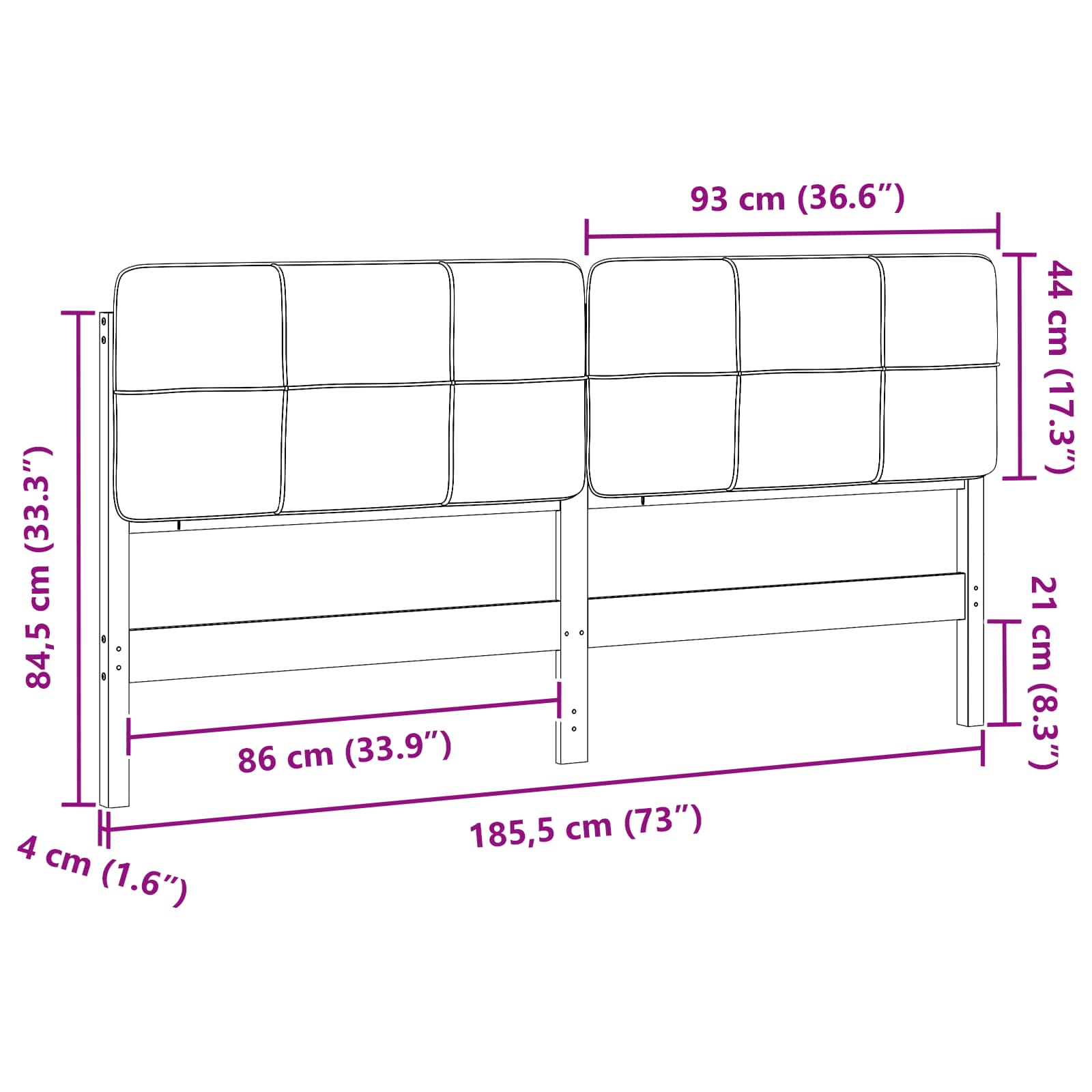 Polstret sengegavl Brun og Taupe 180 cm Massiv fyrretræ