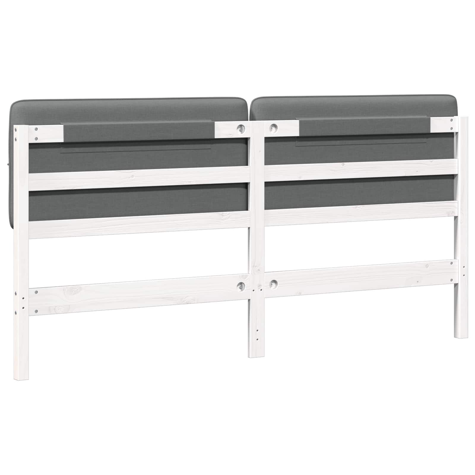 Polstret sengegavl Hvid og Lys Grå 180 cm Massiv fyrretræ