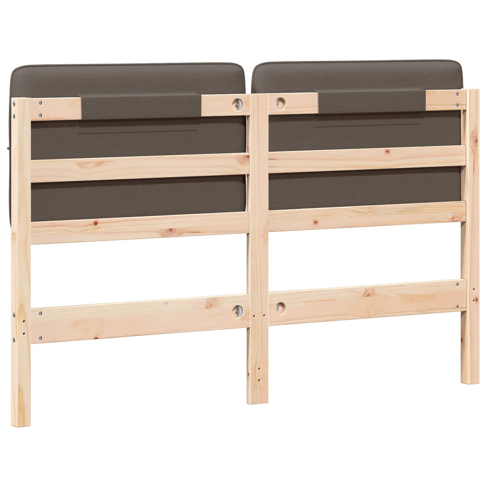 Polstret sengegavl Brun og Taupe 160 cm Massiv fyrretræ