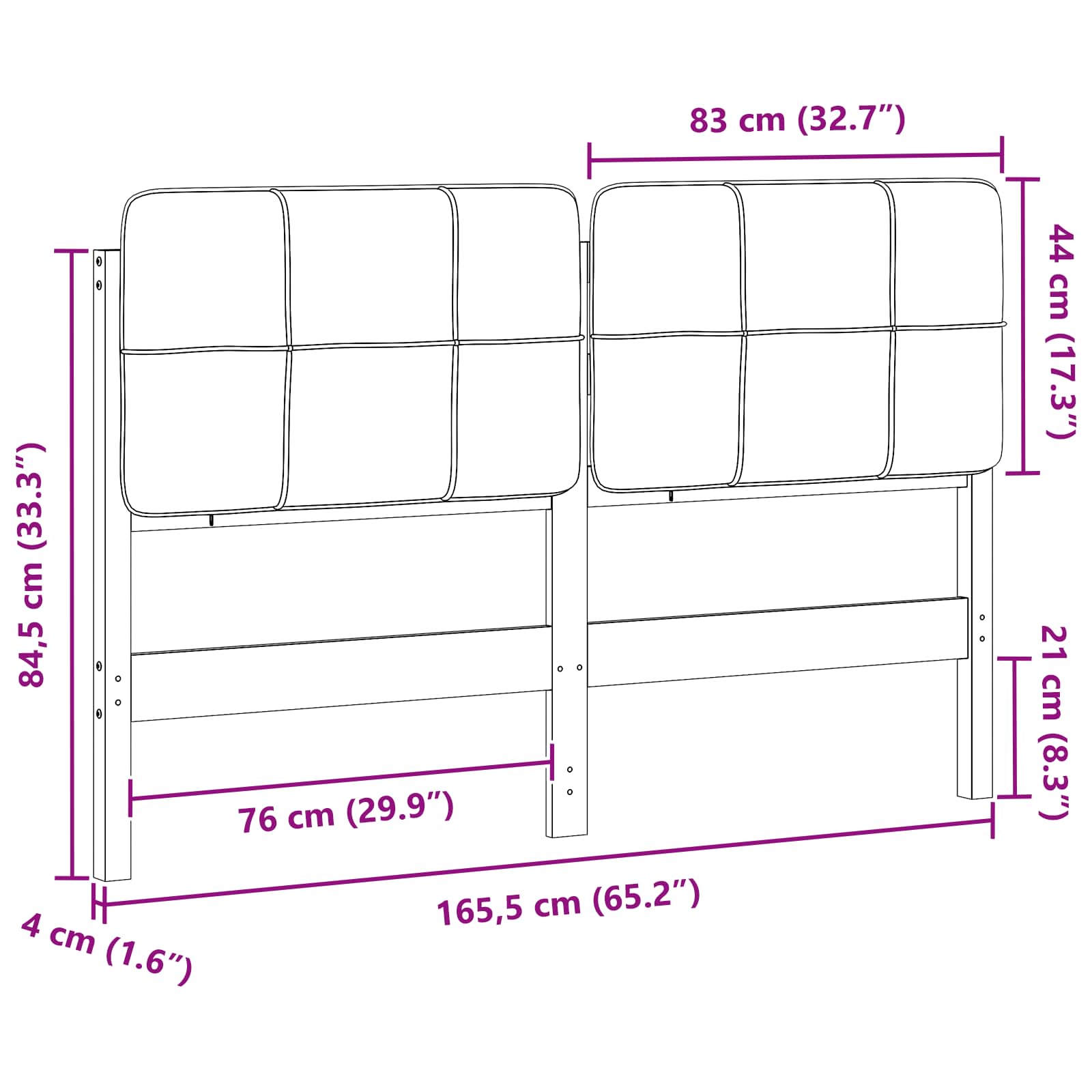 Polstret sengegavl Brun og Taupe 160 cm Massiv fyrretræ