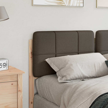 Polstret sengegavl Brun og Taupe 140 cm Massiv fyrretræ