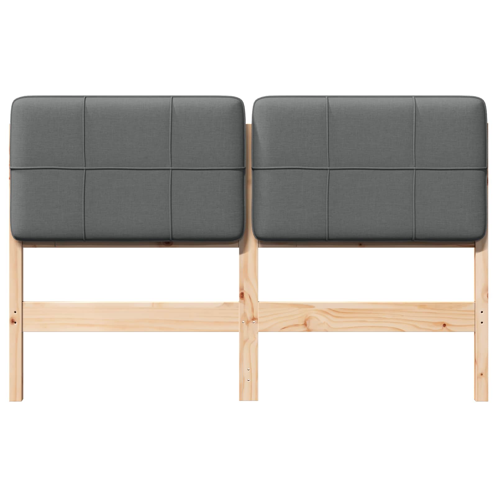 Polstret sengegavl Brun og Lys Grå 120 cm Massiv fyrretræ