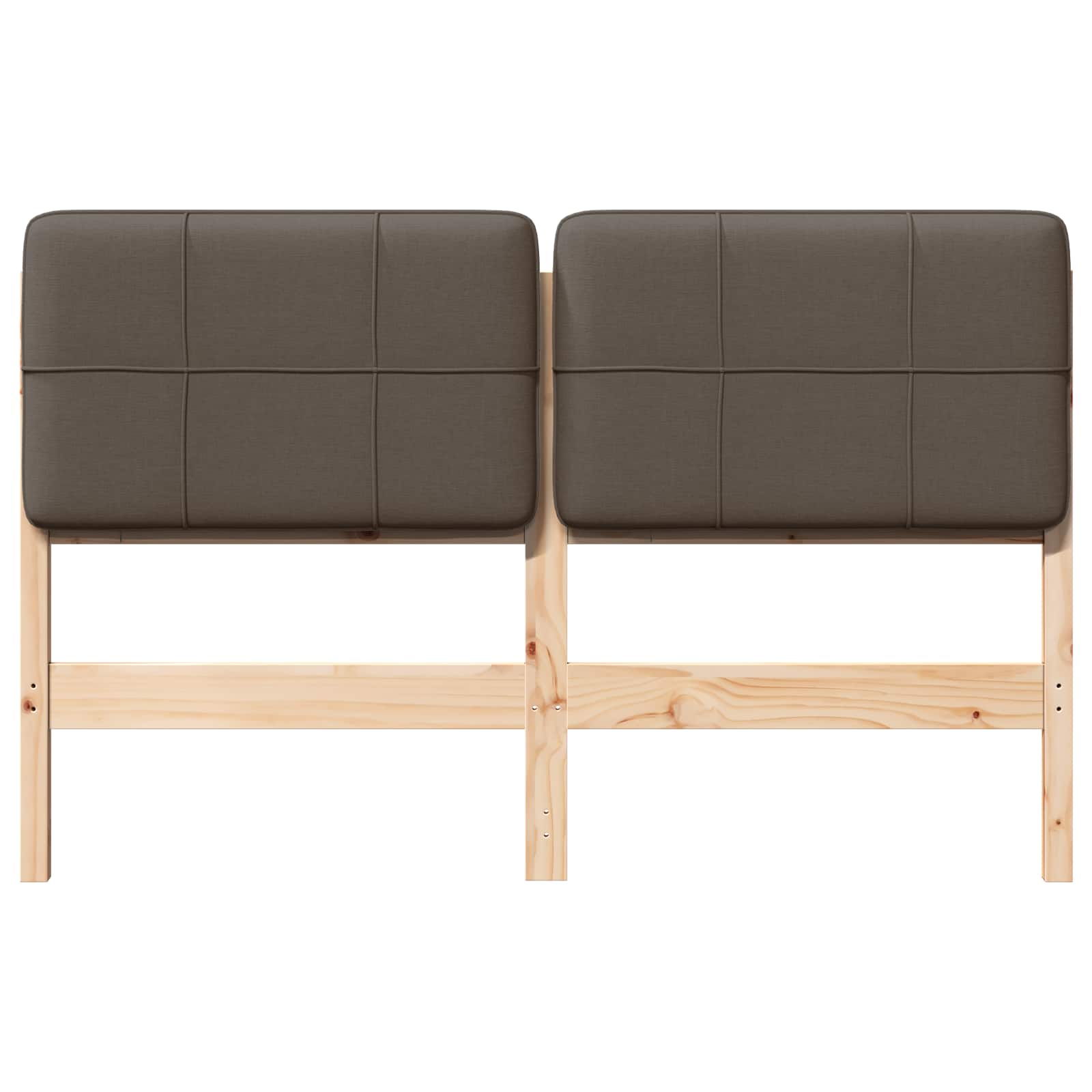 Polstret sengegavl Brun og Taupe 120 cm Massiv fyrretræ
