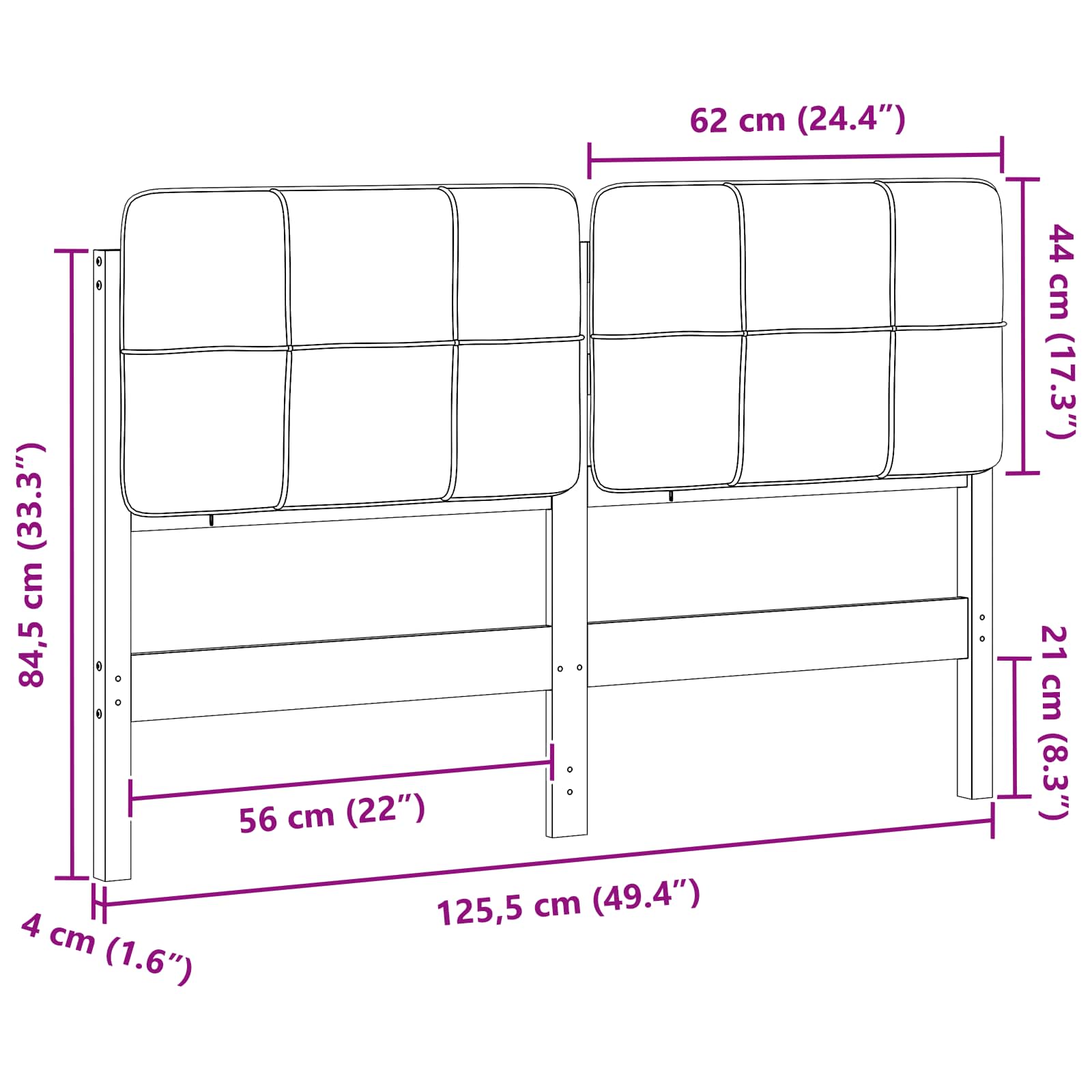 Polstret sengegavl Brun og Taupe 120 cm Massiv fyrretræ