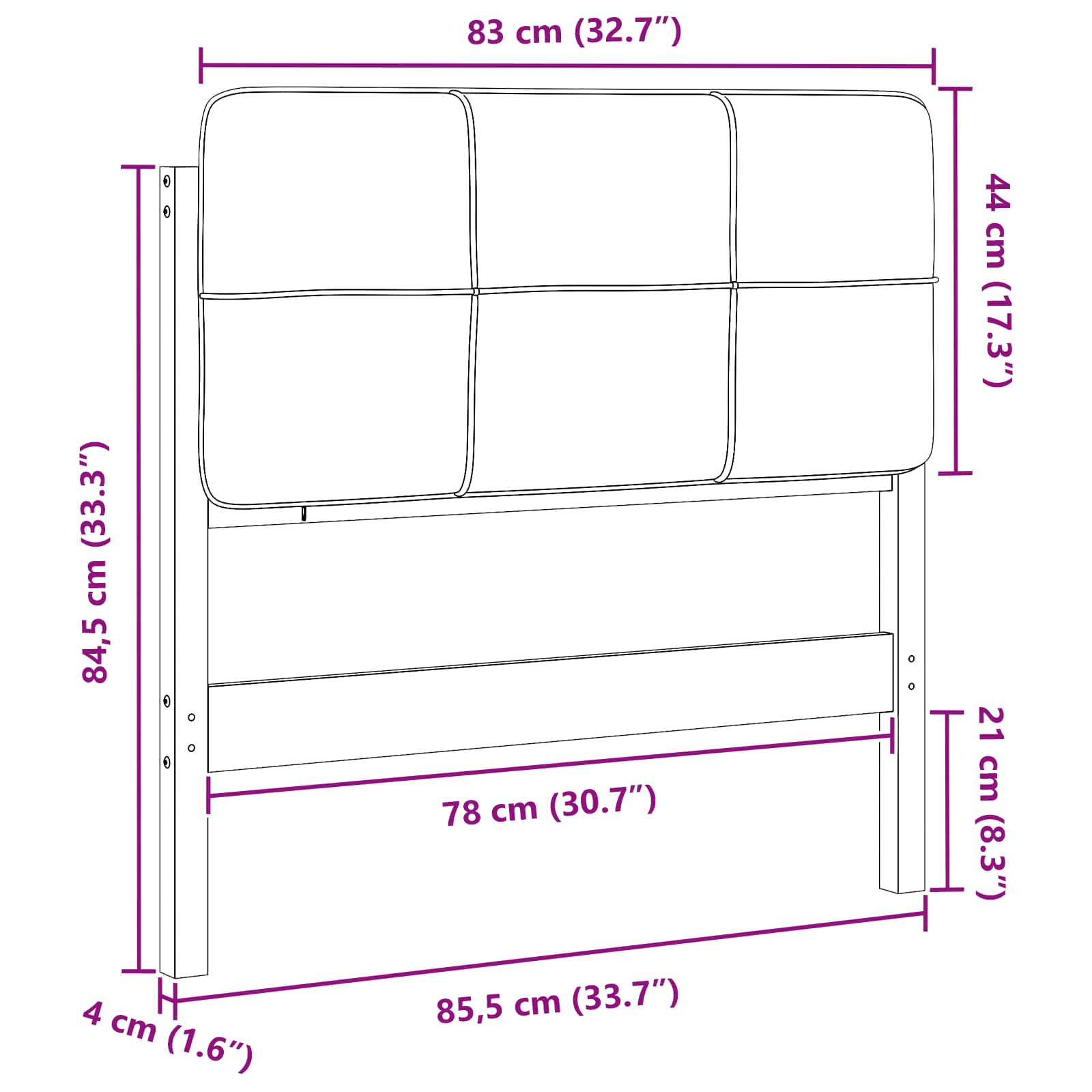 Polstret sengegavl Brun og Taupe 80 cm Massiv fyrretræ