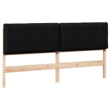 Polstret sengegavl Brun og sort 180 cm Massiv fyrretræ