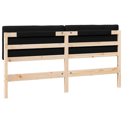 Polstret sengegavl Brun og sort 180 cm Massiv fyrretræ