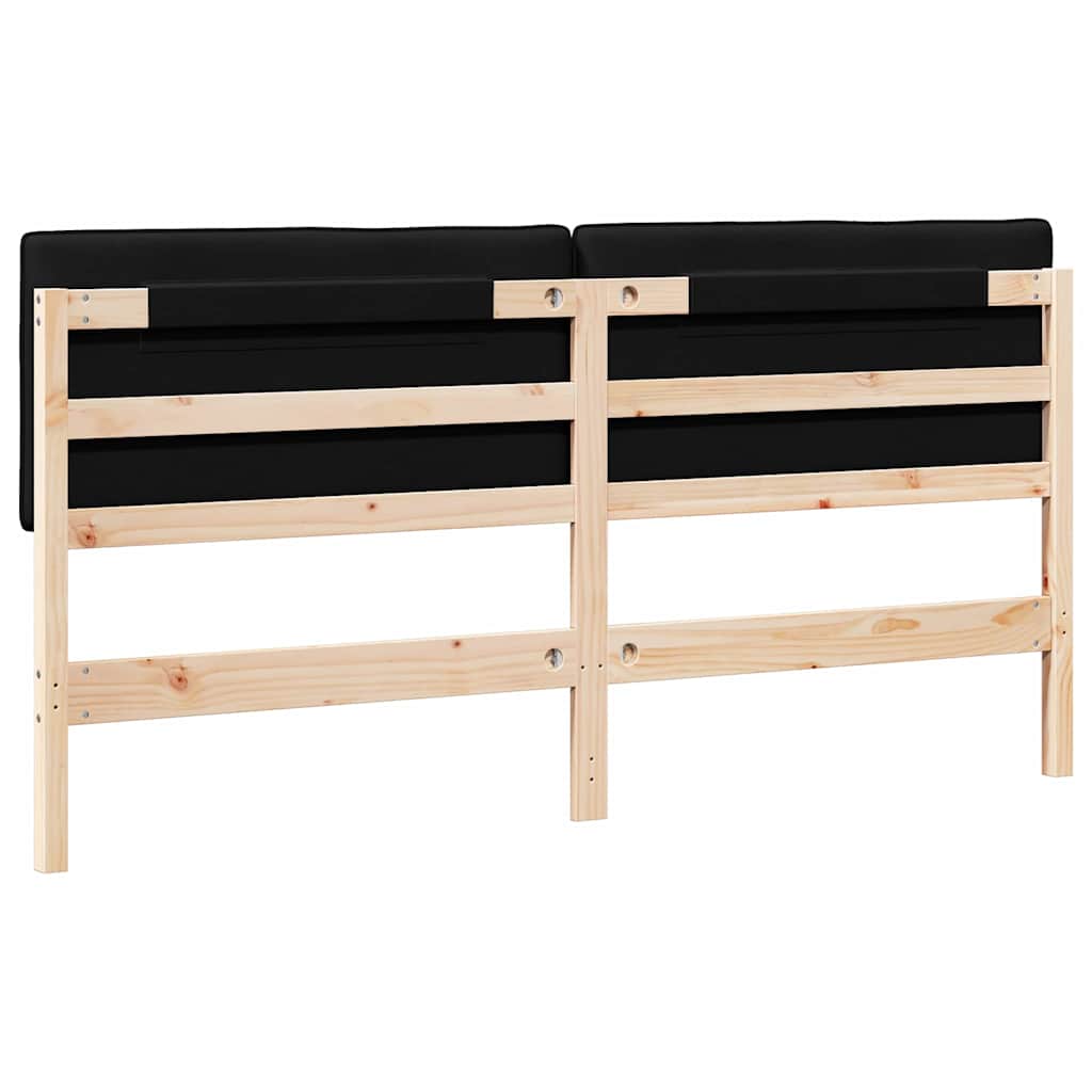 Polstret sengegavl Brun og sort 180 cm Massiv fyrretræ
