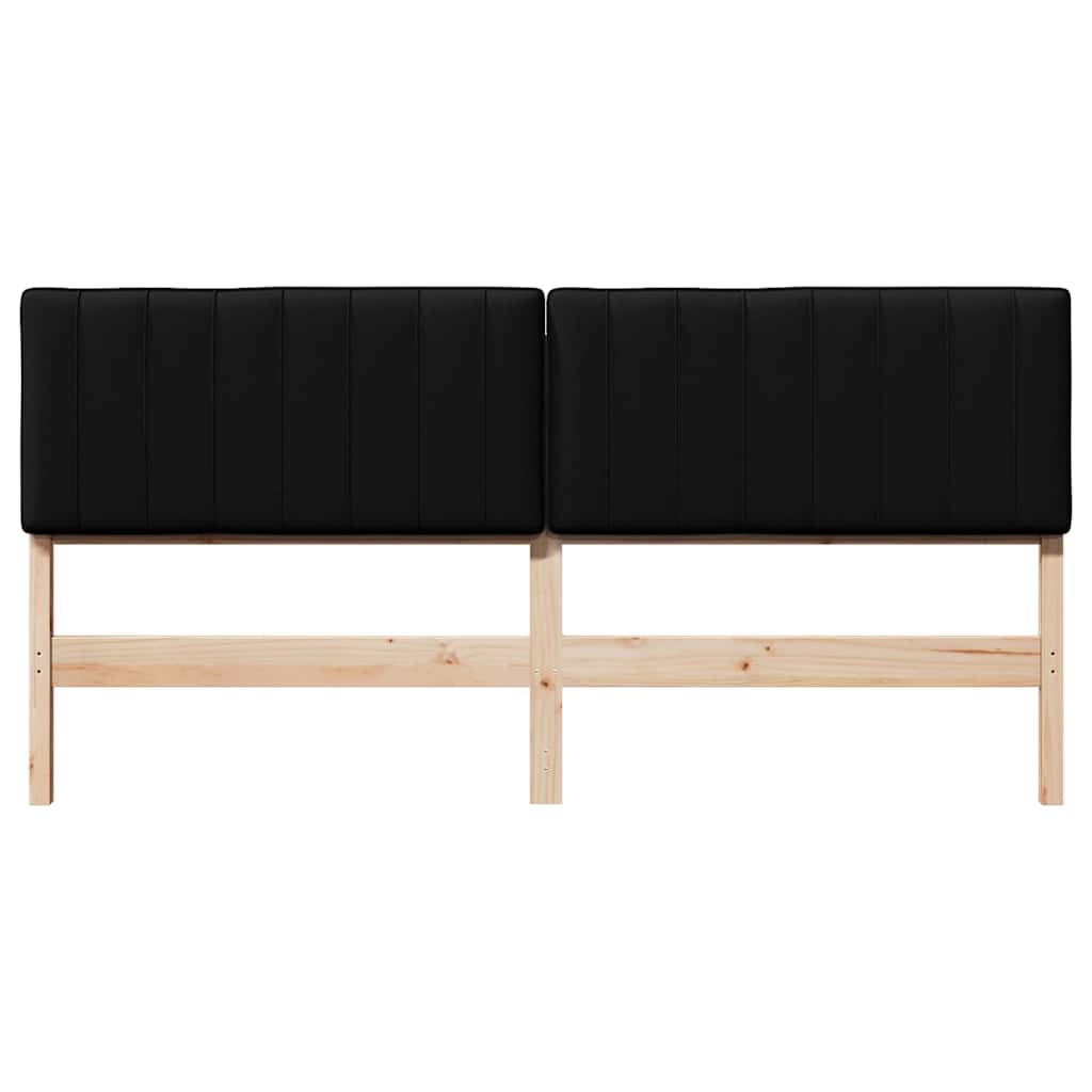Polstret sengegavl Brun og sort 180 cm Massiv fyrretræ
